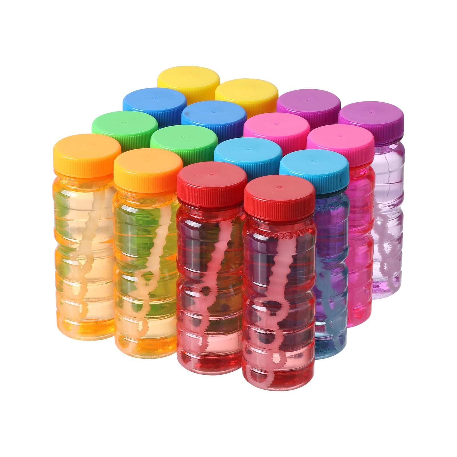 novelinks 16 Pack Big Bubble Bottle Bulk for Kids - 4oz Blow Bubbles Solution Novelty Summer Toy - Activity Party Favor Assorted Colors Set (16 Pack 4OZ Bottle)