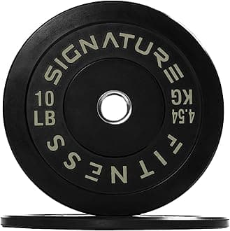 Signature Fitness 2" Olympic Bumper Plate Weight Plates with Steel Hub, Pairs, Singles or Sets