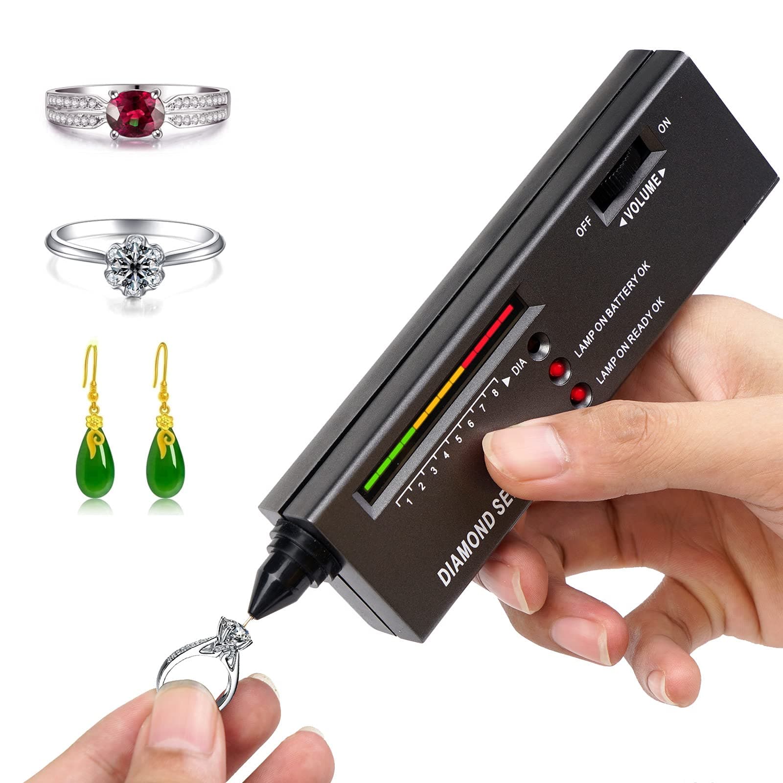 Dupeakya Professional Diamond Selector II, Gold Testing Pen Portable Electronic Gemstone Tester Tool for Agate Ruby Jade