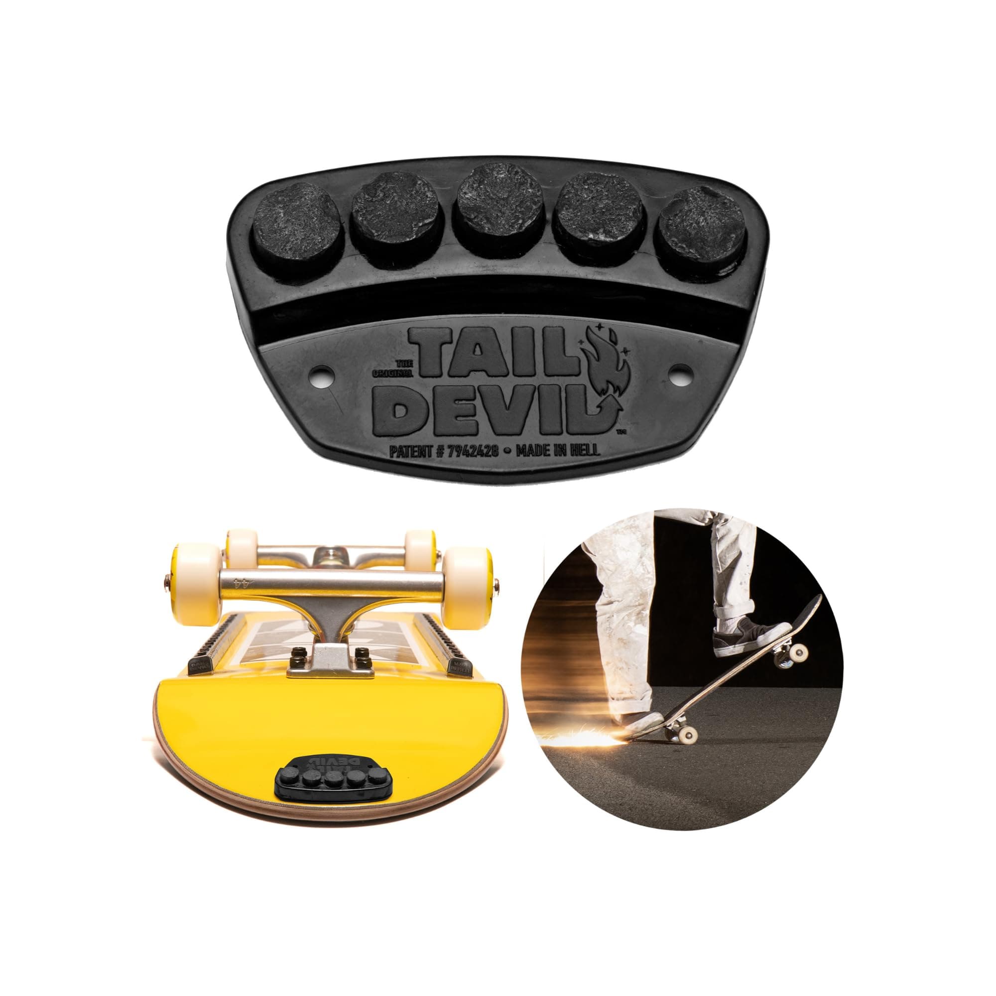 Tail Devil Skateboard Spark Plate | Sparks for Your Skateboard | Ultimate Skateboarder's Accessory | A Tail Plate Attachment for Cool Sparking Effect