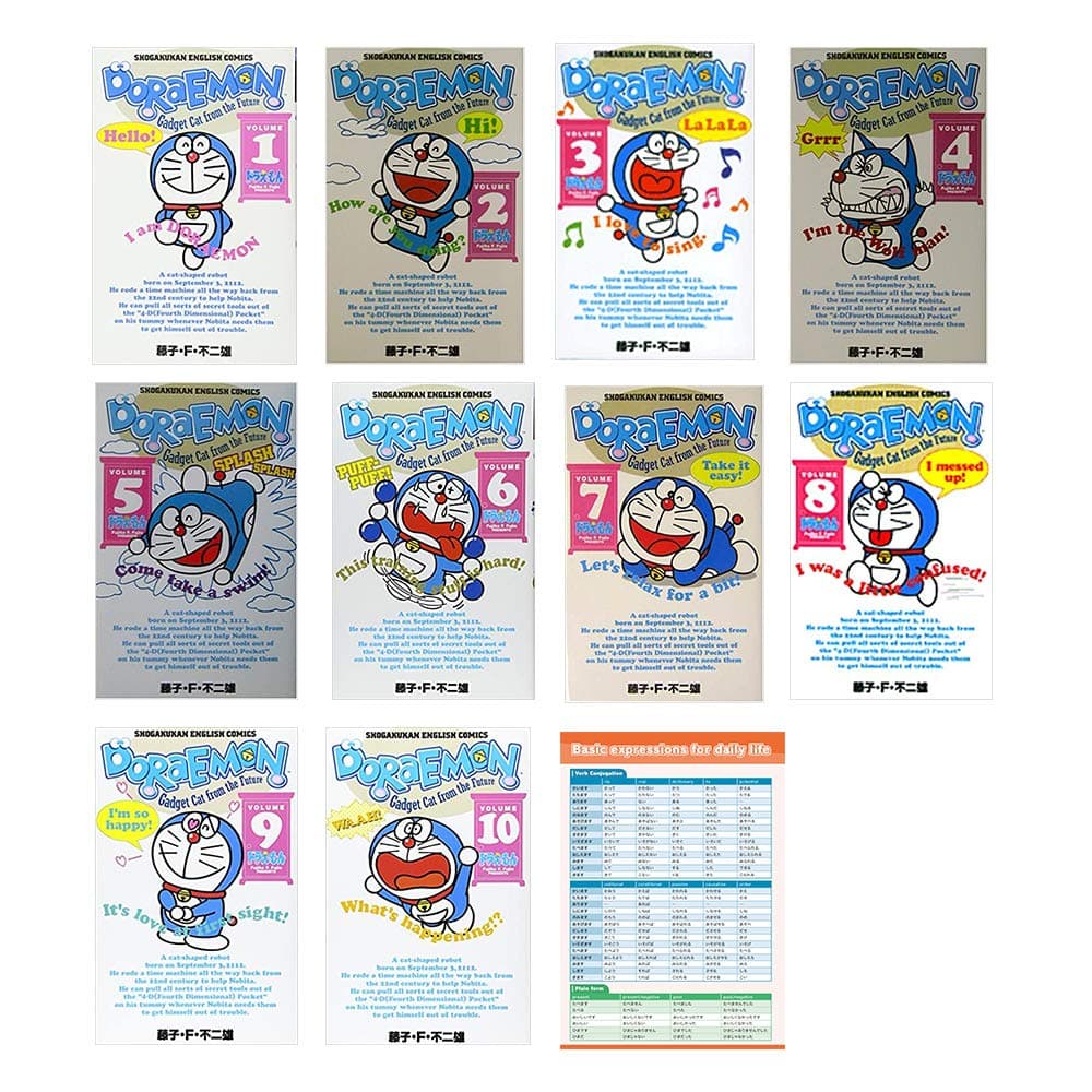 Doraemon 1 - 10 ( English and Japanese ) BILINGUAL COMICS and Basic Expression for daily life