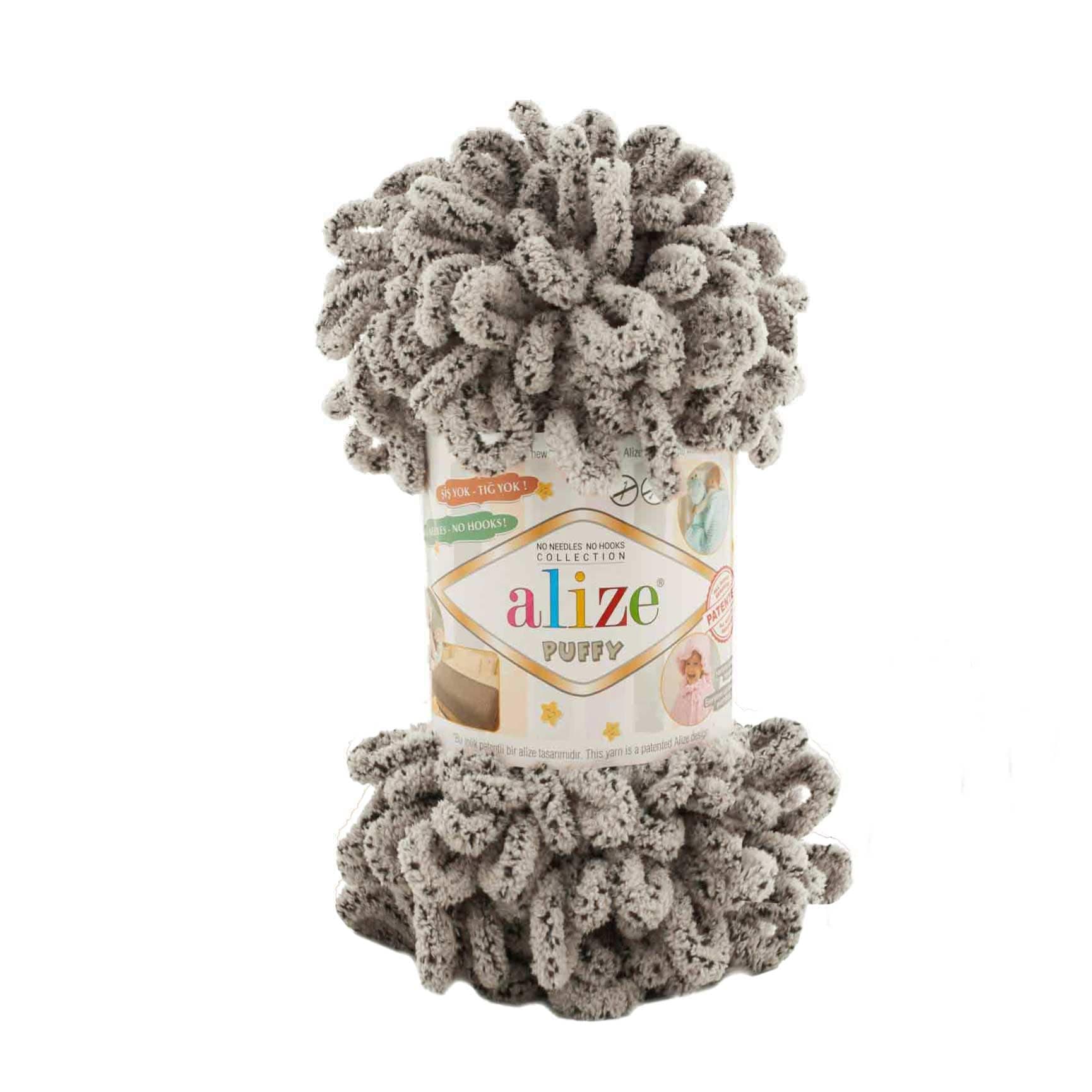 Alize Puffy Knitting Yarn 100 g, Patented Innovation, Loop Knitting without Needles, Colour: 673 Dove Grey