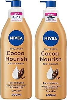 NIVEA Body Lotion for Dry Skin, Cocoa Butter with Pure Hyaluron, 48H Deep Moisture, 2x400ml