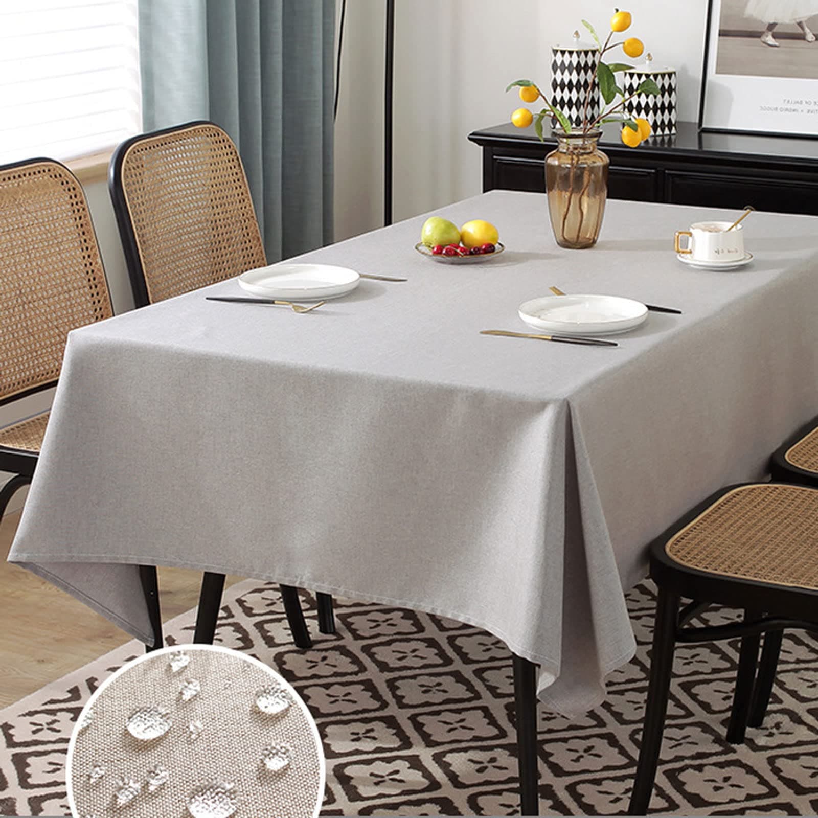 Rectangle Tablecloth,Water Resistant Table Cloth For Dinning,Cotton Linen Tablecloth,Table Cloth Washable Spill Proof Wrinkle Resistant Table Cover For Kitchen Parties Tabletop Outdoor Picnic