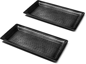 Monarch Abode 40801 Hand Hammered Metal Decorative Vanity Platter Tray, Kitchen Bathroom Counter Storage Counter Organizer, 12 inch, Dark Grey (Set of 2)