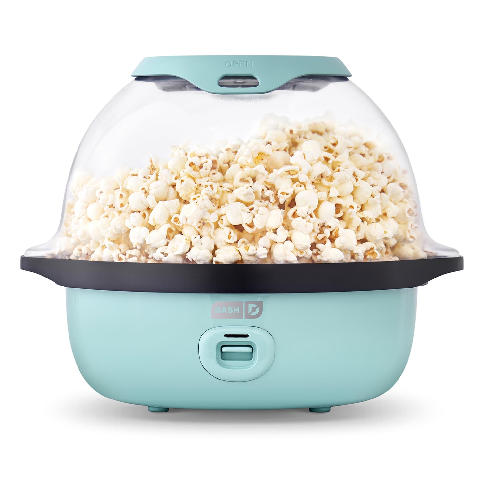 Dash SmartStore Deluxe Stirring Popcorn Maker - Hot Oil Electric Popcorn Popper with Butter-Warming Tray, Clear Serving Bowl, Storage Lid & Measuring Cup - 24 Cups, Aqua