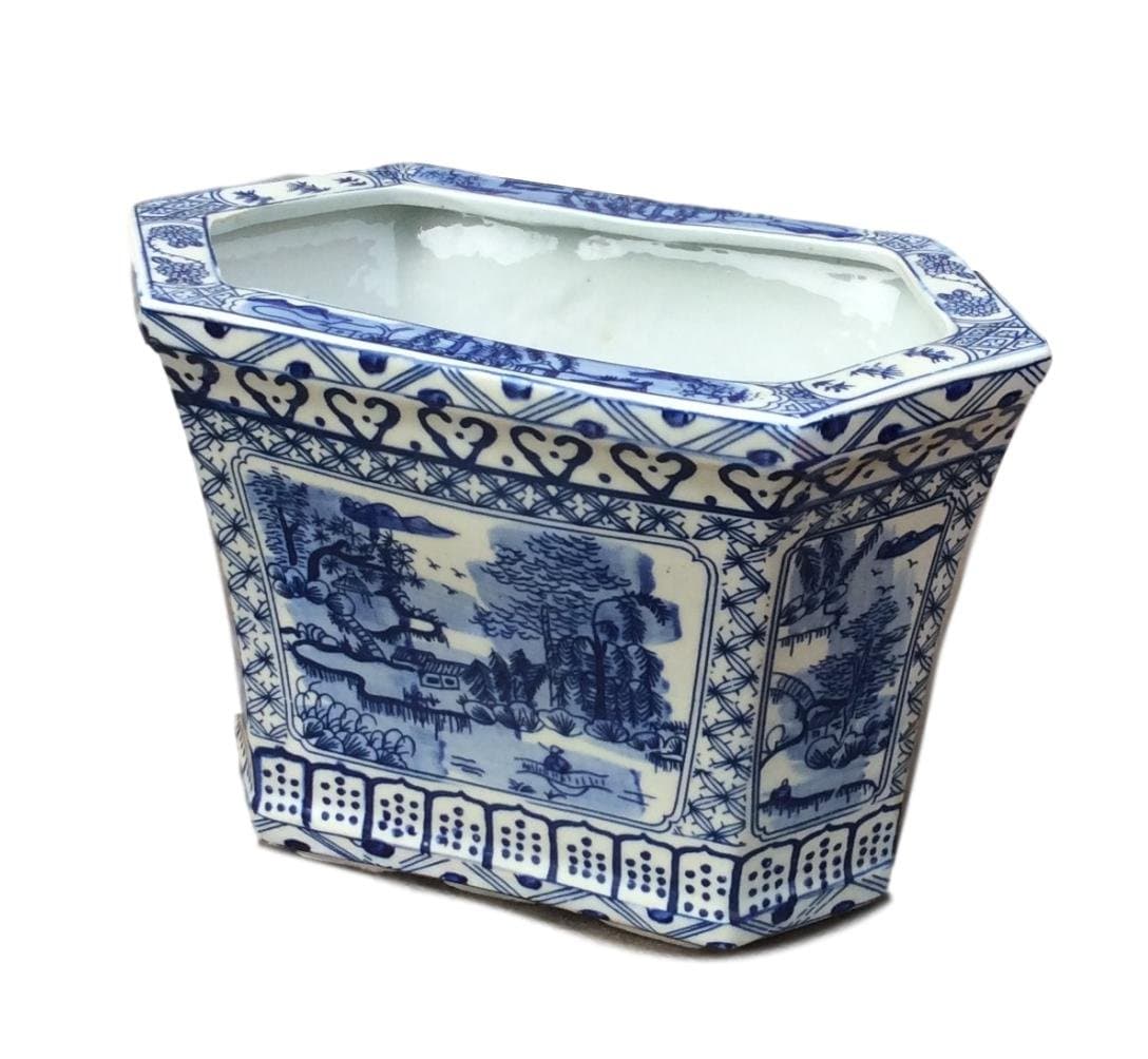 Hexagon Cachepot Planter, 13" x 7.5" x 9" Indoor