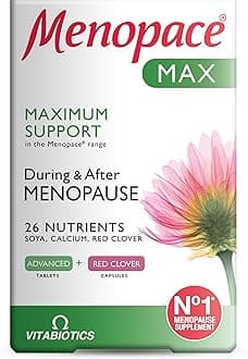 Menopace Max - Menopause & Perimenopause Maximum Support with Calcium, SOYA Isoflavones & Red Clover - UK's No.1 Menopause Supplement Brand