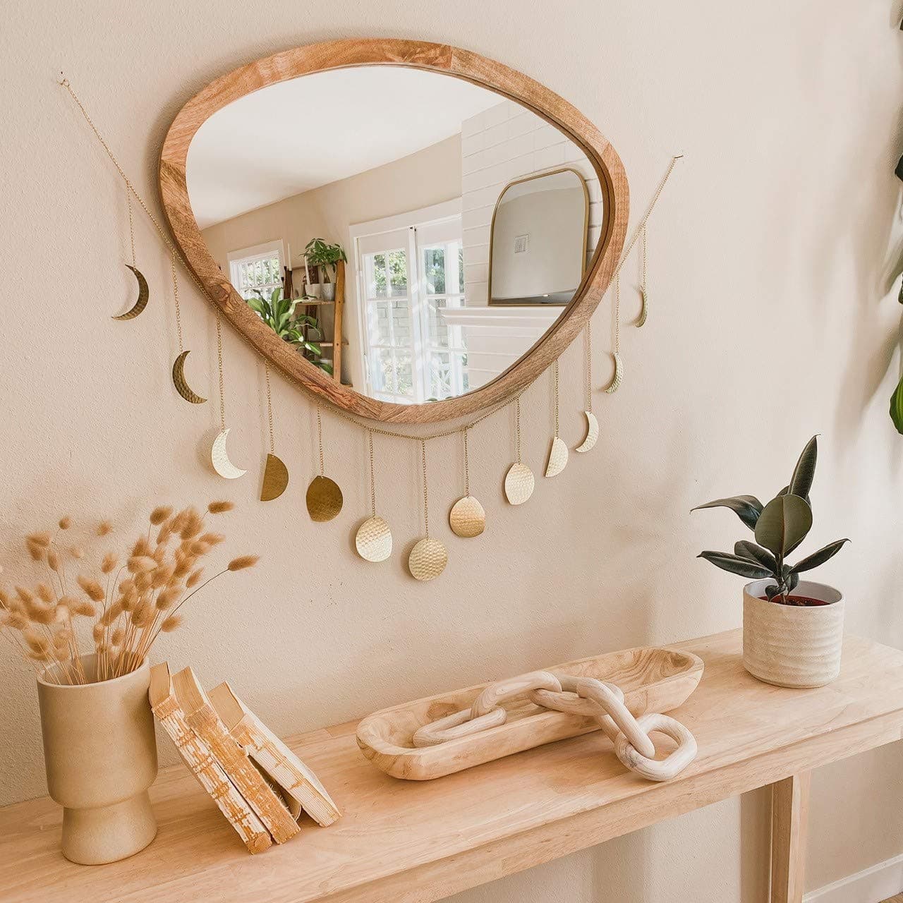 55 Large Moon Phase Wall Hanging, Boho Wall Decor, Moon Decor, Moon Garland, Bohemian Wall Decoration, Handmade Hammered Finish