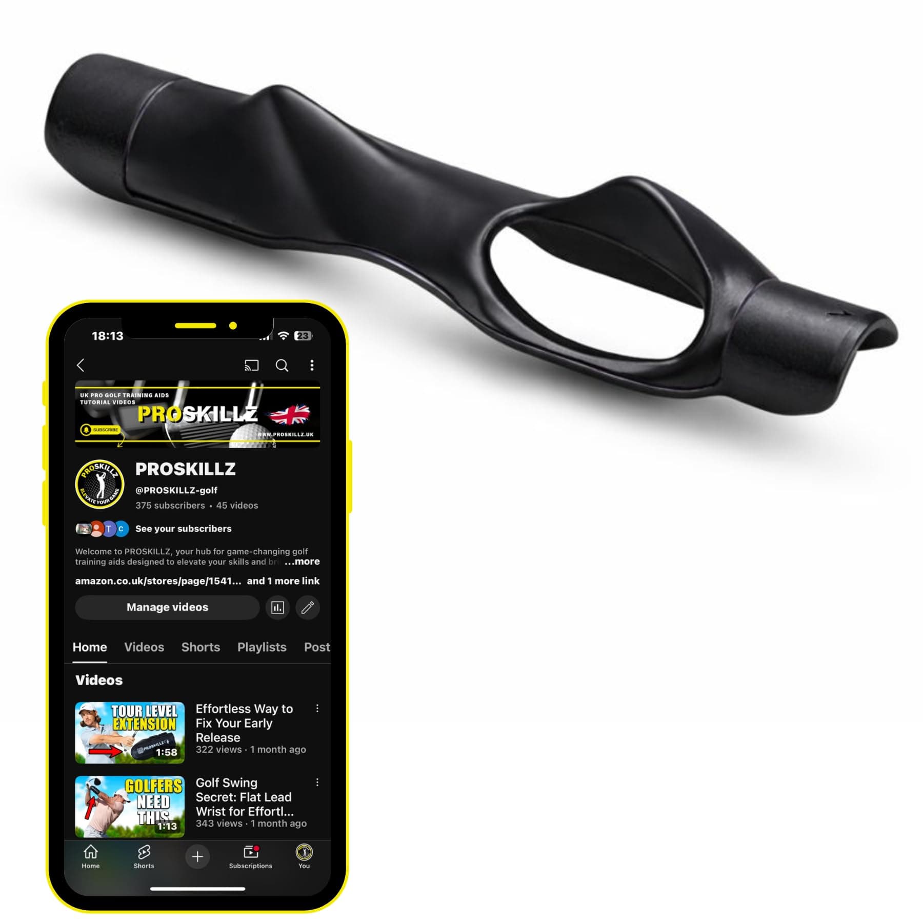 UK PRO Golf Grip Trainer Right-Handed I Clip-On Hand Placement Corrector Fits Most Club Grips I Build Muscle Memory for Better Swing Mechanics, Accuracy & Control I Tutorial Videos Included