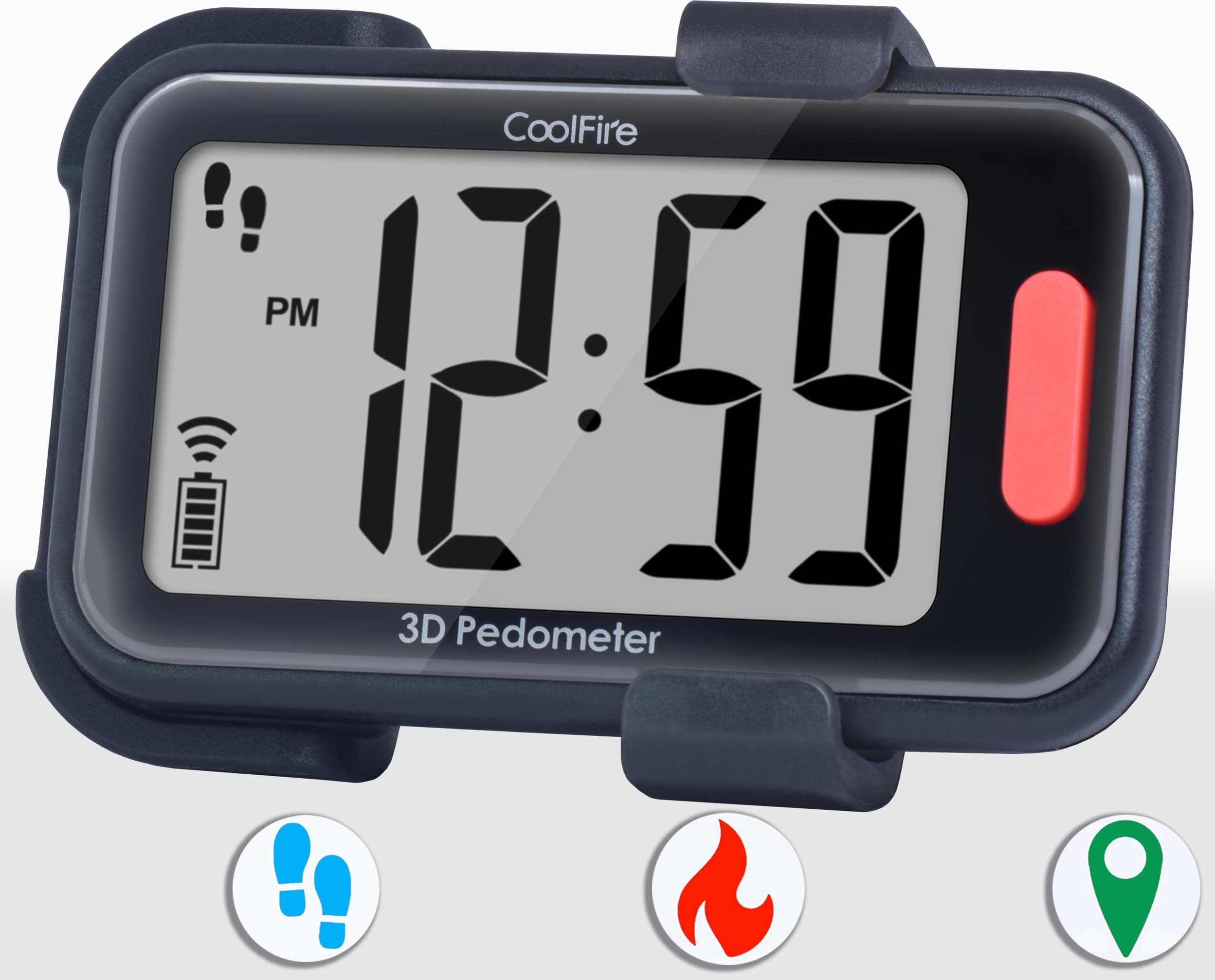 Coolfire 3D Accurate Pedometer for Walking, Simple Step Counter with Large Watch Display, Pedometer for Walking Steps, Calorie and Miles. Fitness Tracker, Auto Set by App