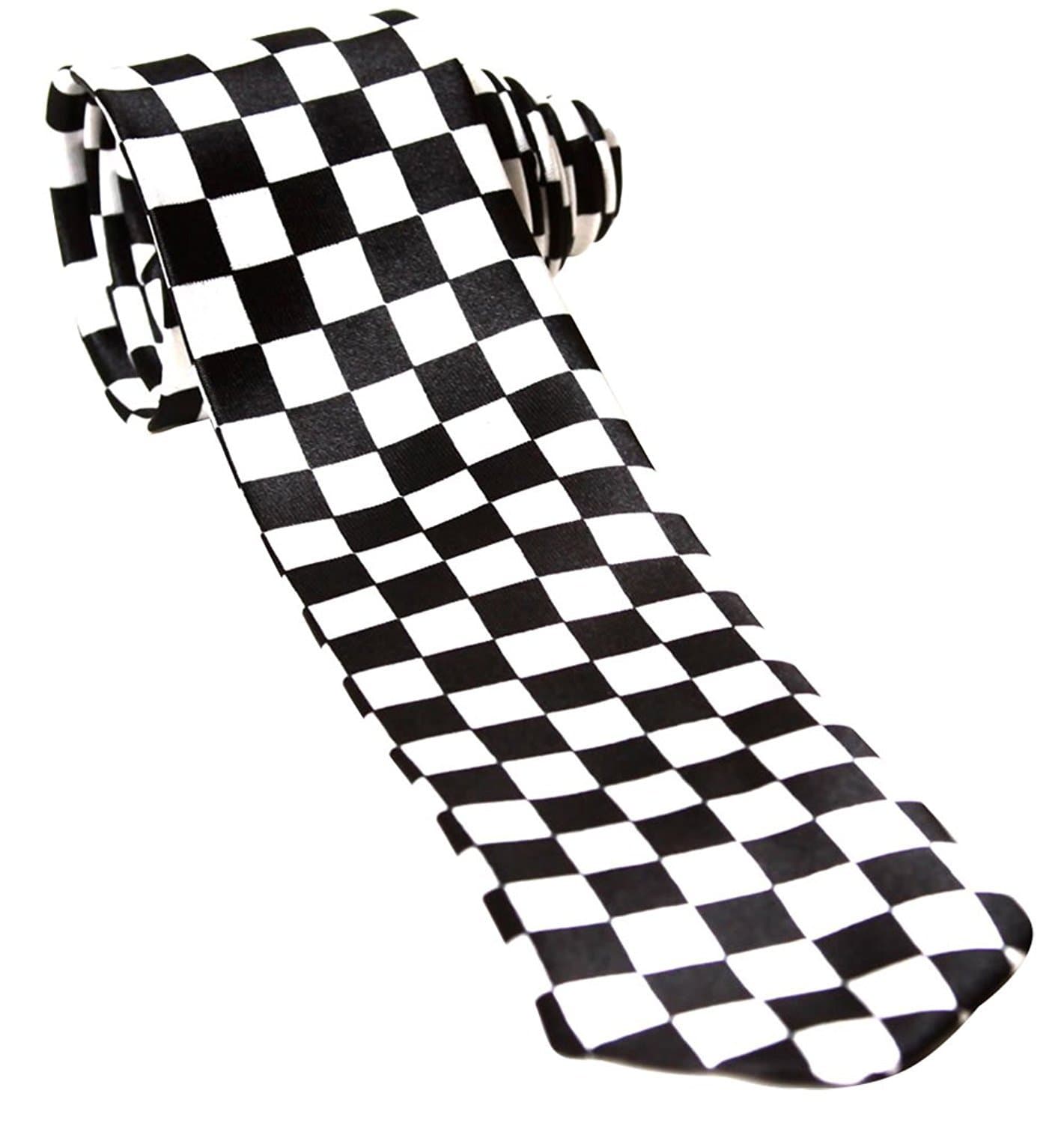 Black and White Checker Tie Necktie Unisex