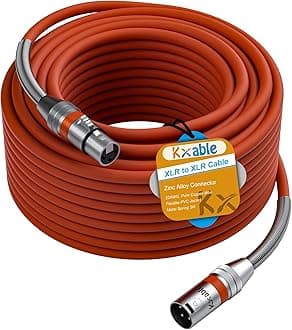 XLR Microphone Cable 150 FT, XLR Male to Female Balanced Mic Cable, 3-Pin Shielded Speaker Cord, Zinc Alloy Connectors, 22AWG Pure Copper, Metal Spring SR, Recording Studio, Podcast, Orange