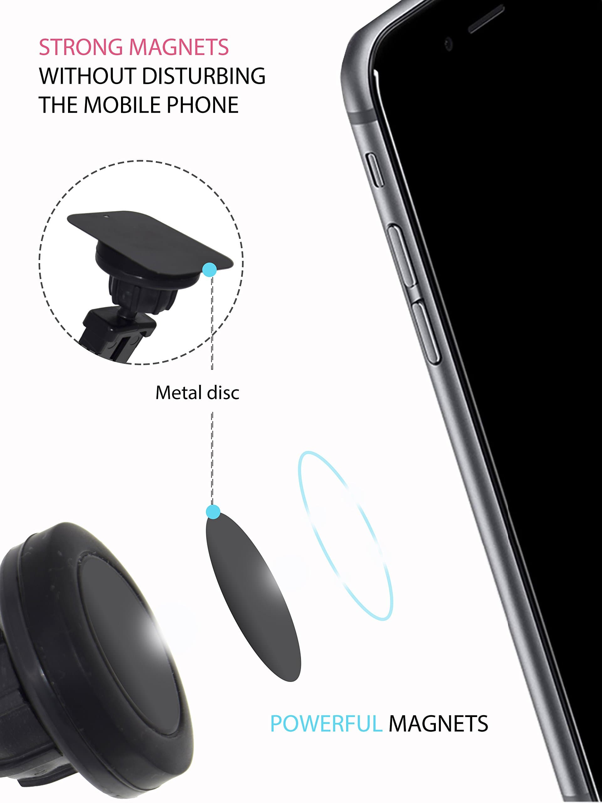 Magnetic Cell Phone Holder Gel Suction Cup for Windshield or Dashboard Car Mount Magnetic Car Mount Universally Dash mount Cell phone holder for car