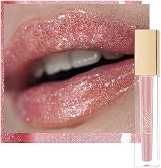 Oulac Sheer Pink Glitter Lip Gloss with Mirror Finish Moisturizing & Reduce Fine Lines Lip Oil Refuse Chapped Lips Non Sticky Lip Gloss for Girls Women, 4.5ml/0.15fl.oz,One Lucky Girl(C03)