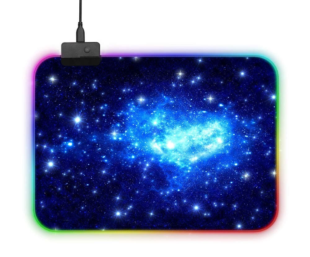 Gaming Mouse Pad RGB, LED Lighting Effects Gaming Mice Pad Mat 14in x 10in Non-Slip Rubber Base（Star Version）