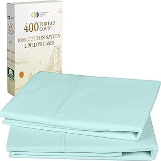 California Design Den 400 Thread Count 100% Cotton Pillowcases, Seafoam King Pillowcase Set of 2, Long - Staple Combed Pure Natural Cotton Pillow Cases, Soft & Silky Sateen Weave