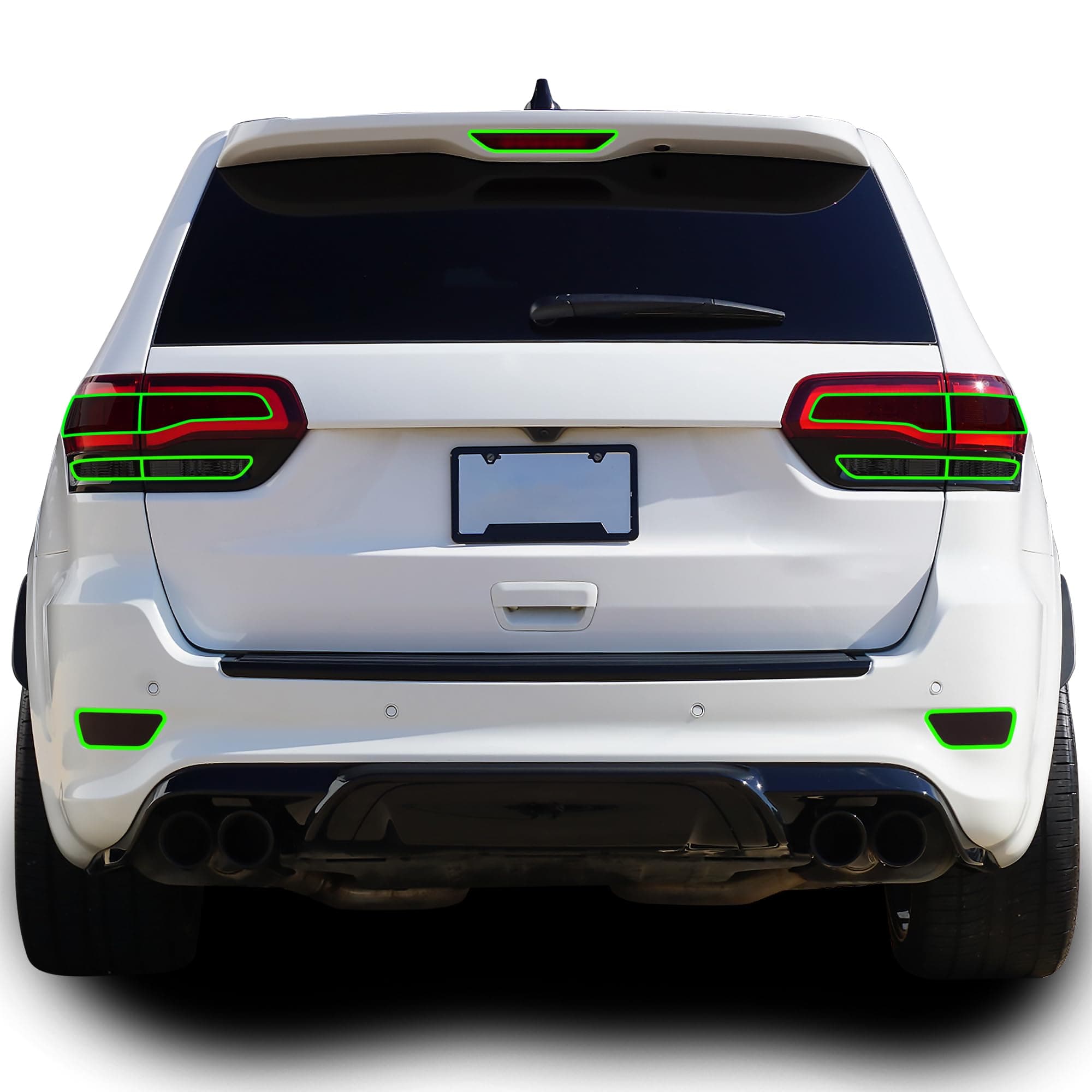 BOGAR TECH DESIGNS Tinted Taillight Hawk Eye Third Brake Rear Bumper Reflector Light Overlay Tint Compatible with Jeep Grand Cherokee 2014-2021, Dark