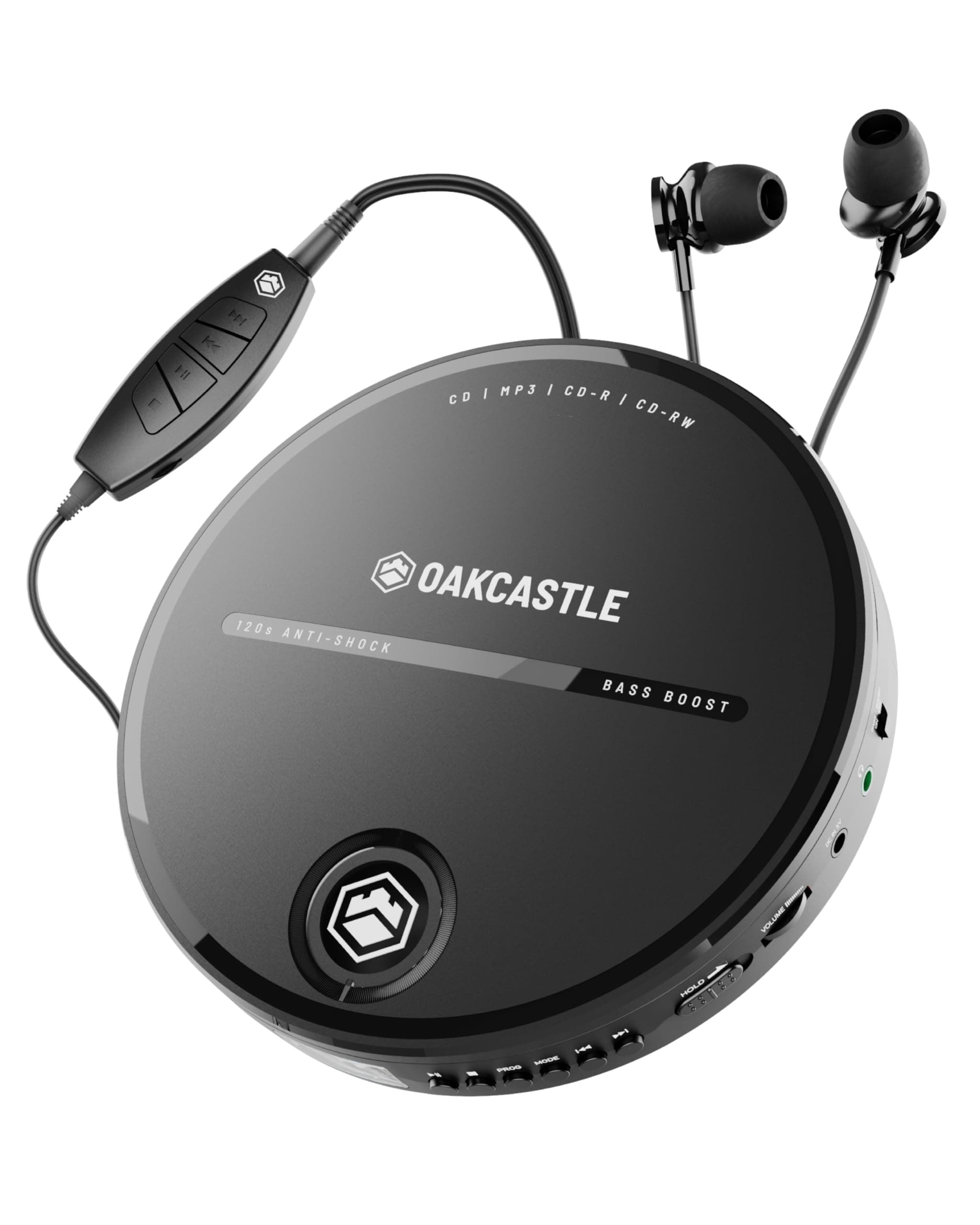 CD Player Portable, Battery Playback Portable CD Player 7Hr Playtime, Small CD Players for Car (AUX only) | Oakcastle CD10 Portable CD Player with Headphones, CD Walkman, Discman