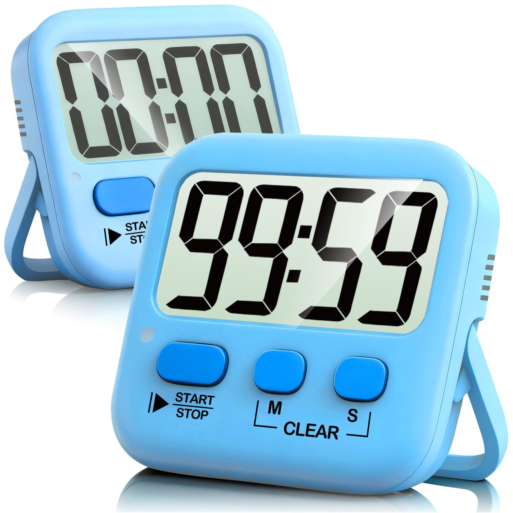 Antonki 2 Pack Digital Timer for Kids, Magnetic Countdown Kitchen Timers for Cooking, Egg, Classroom, Teacher, Exercise, Study, Oven - Battery Included