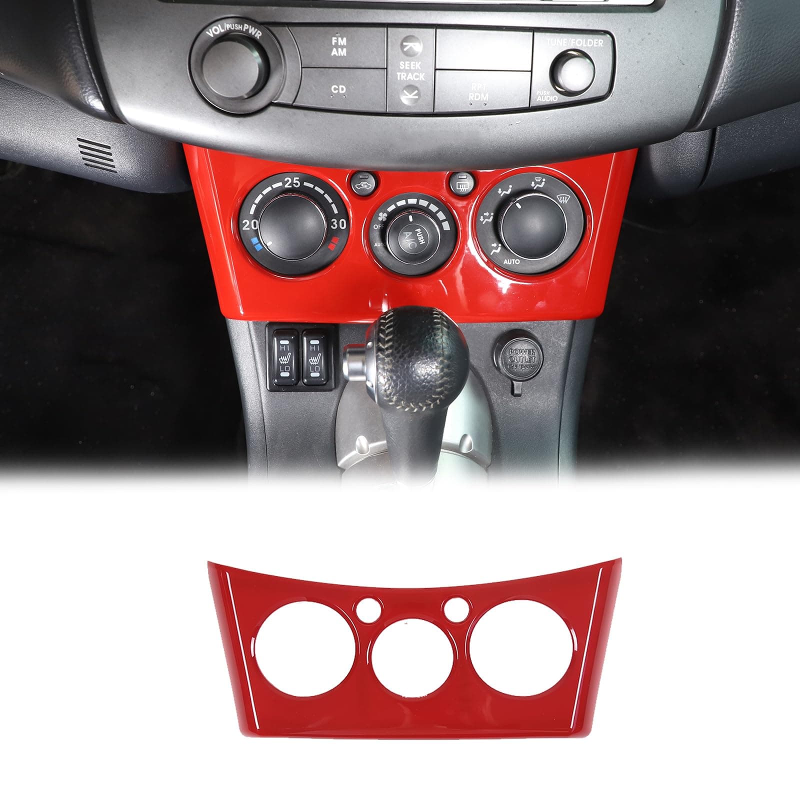 Center Console Air Conditioning Adjustment Panel Cover for Mitsubishi Eclipse 2006-2011, Car A/C Switch Button Frame Trim Accessories ABS Material (Sports Red)