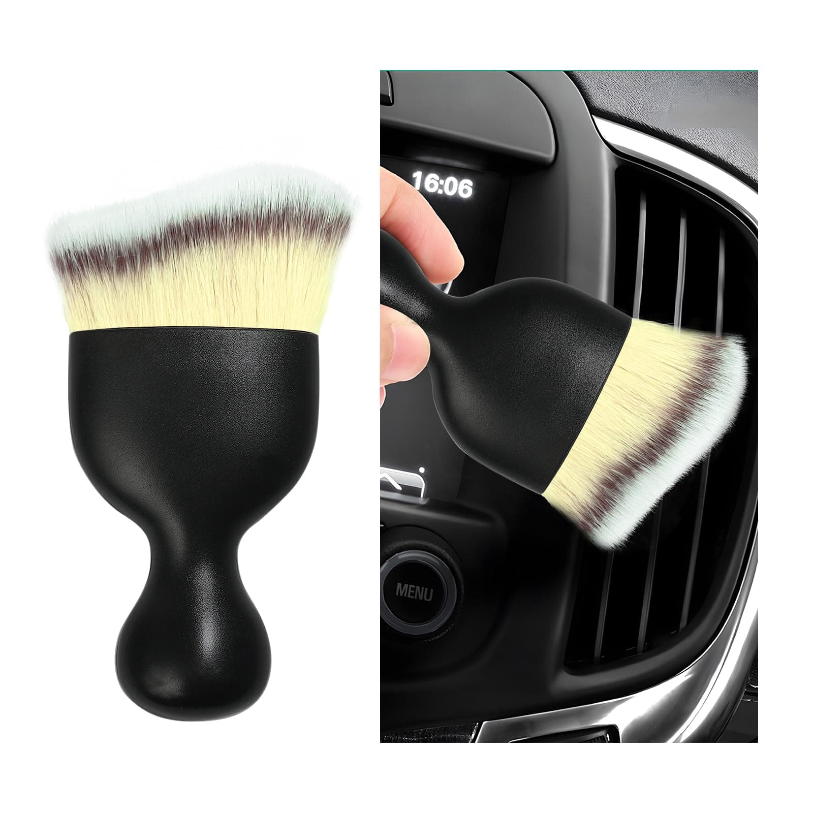 Car Interior Dust Brush, Soft Scratch Free Auto Detailing Brushes, Universal Vehicle Interior Cleaning Tool for Automotive Dashboard, Air Vents, Leather(Beige)
