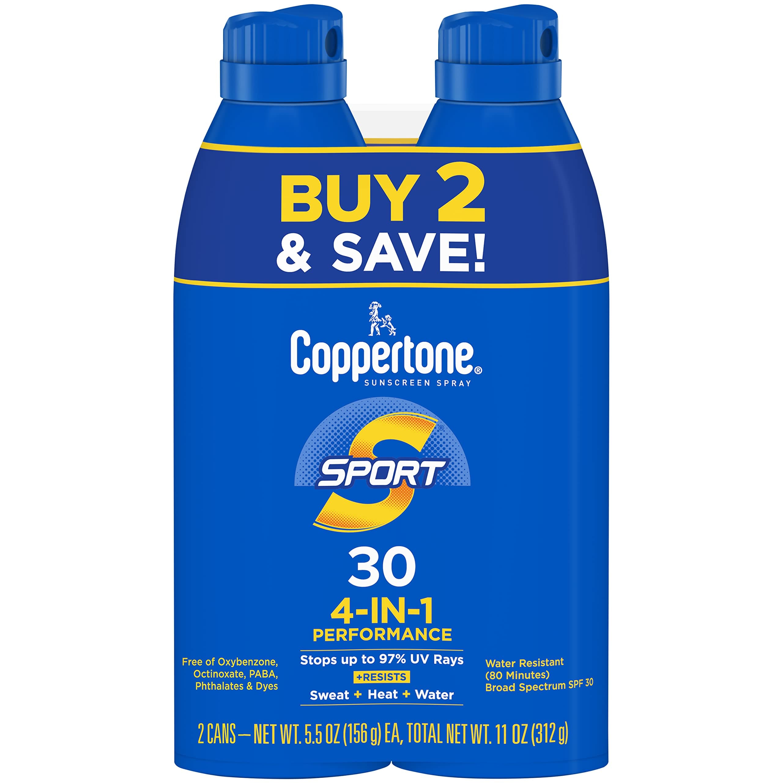 SPORT Continuous Sunscreen Spray Broad Spectrum SPF 30 (5.5-Ounce Bottle, Twin Pack)