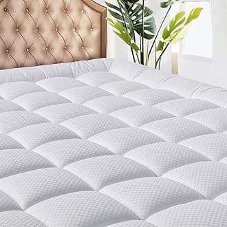 RV Short Queen Mattress Pad - Cooling Breathable Mattress Topper, Quilted Fitted Mattress Protector, Pillow Top Mattress Cover with 8-21" Deep Pocket, Soft, Machine Washable, White, 60"x75"
