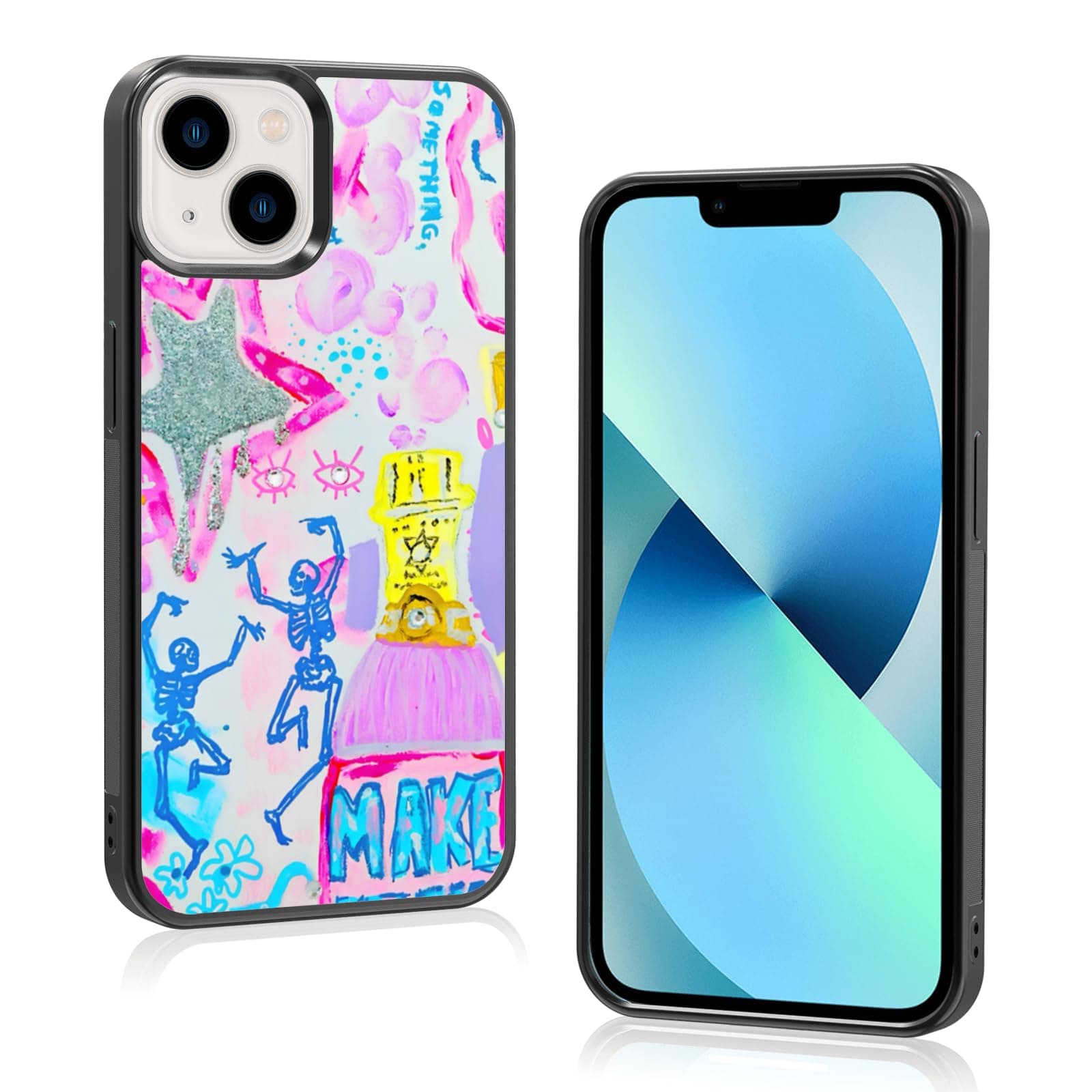 Preppy Skeleton Phone Case Fit for iPhone 13 — Shockproof Designed Make It Fun Print iPhone Case Cover for Boy Girl Men Women