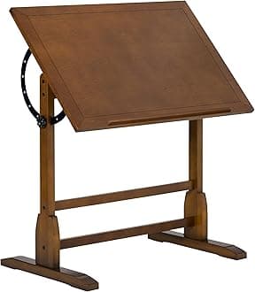 Studio Designs Vintage Rustic Oak Drafting Table, Top Adjustable Drafting Table Craft Table Drawing Desk Hobby Table Writing Desk Studio Desk, 36''W x 24''D