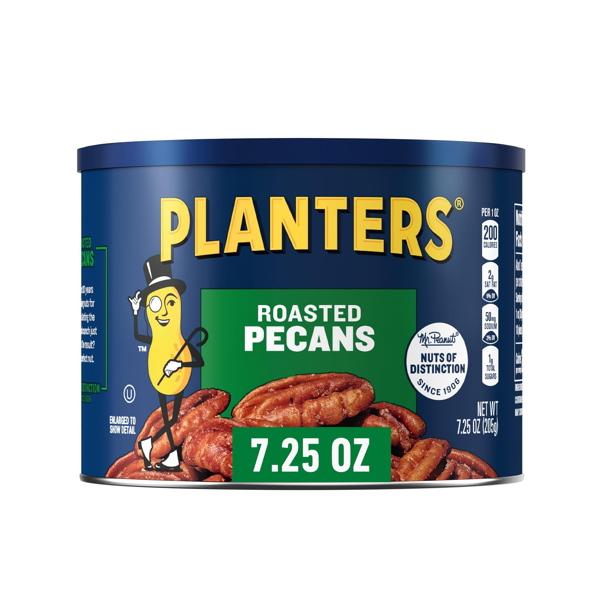 PLANTERS Roasted Pecan Nuts, Baking Nuts, Plant-Based Protein, 7.25 oz Canister