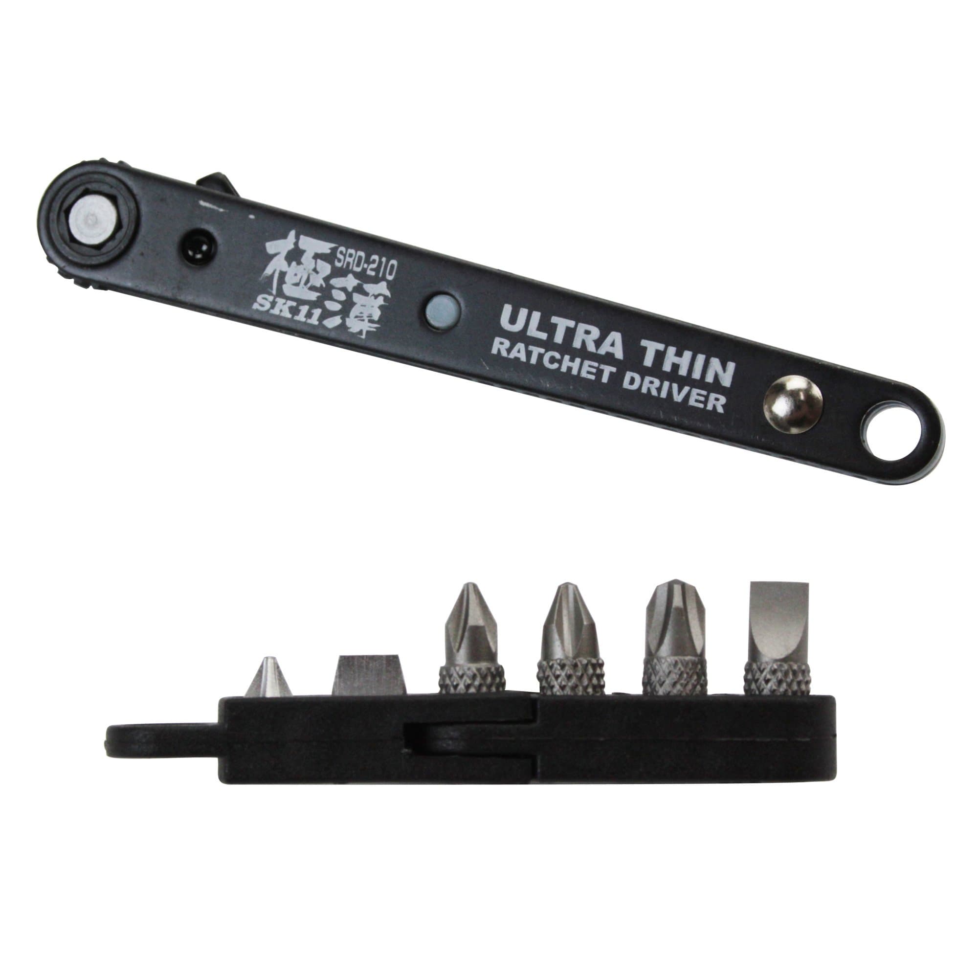 SK11 Ultra Thin Straight Ratchet Driver with 7 Bits SRD-210