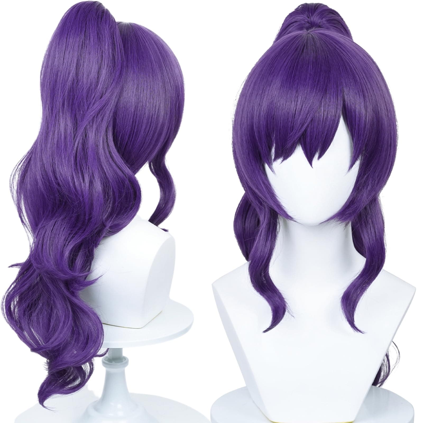 パープルポニーテールウィッグ 麻布麻衣 コスプレ ウィッグ コスチューム 女の子 女性 ロング アニメ ウィッグ ポニーテール付き ハロウィン クリスマス キャップ付き (パープル)