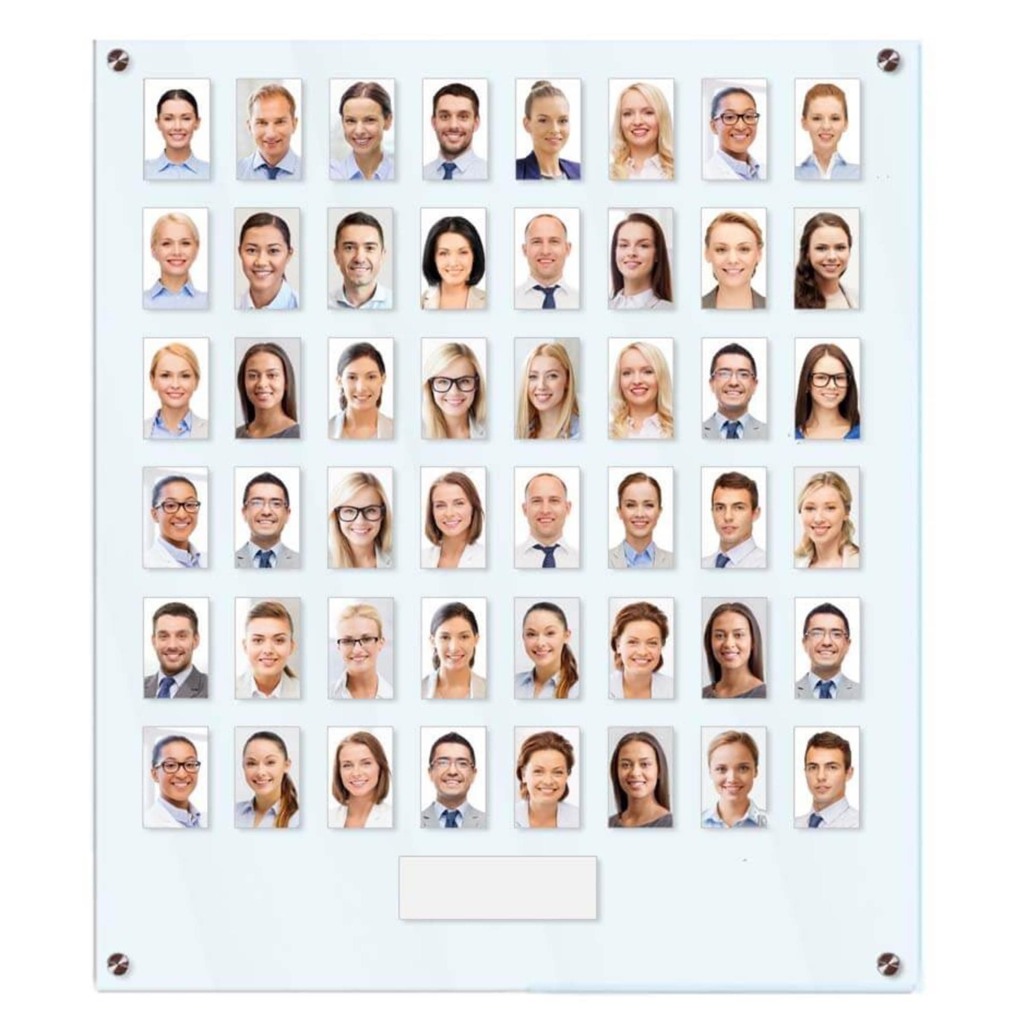 Get Acrylic Photo Frames - Clear 48 Pocket Image Staff, Student, Employee Display Board With SECURITY SCREEN & Pocket Header. 704mm Height x 616mm Width (70.4cm x 61.6cm)