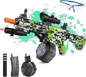 Large Gel Ball Blaster with Drum & Mag, Automatic and Manual Splatter Blaster, Electric Splat Blaster (Green)