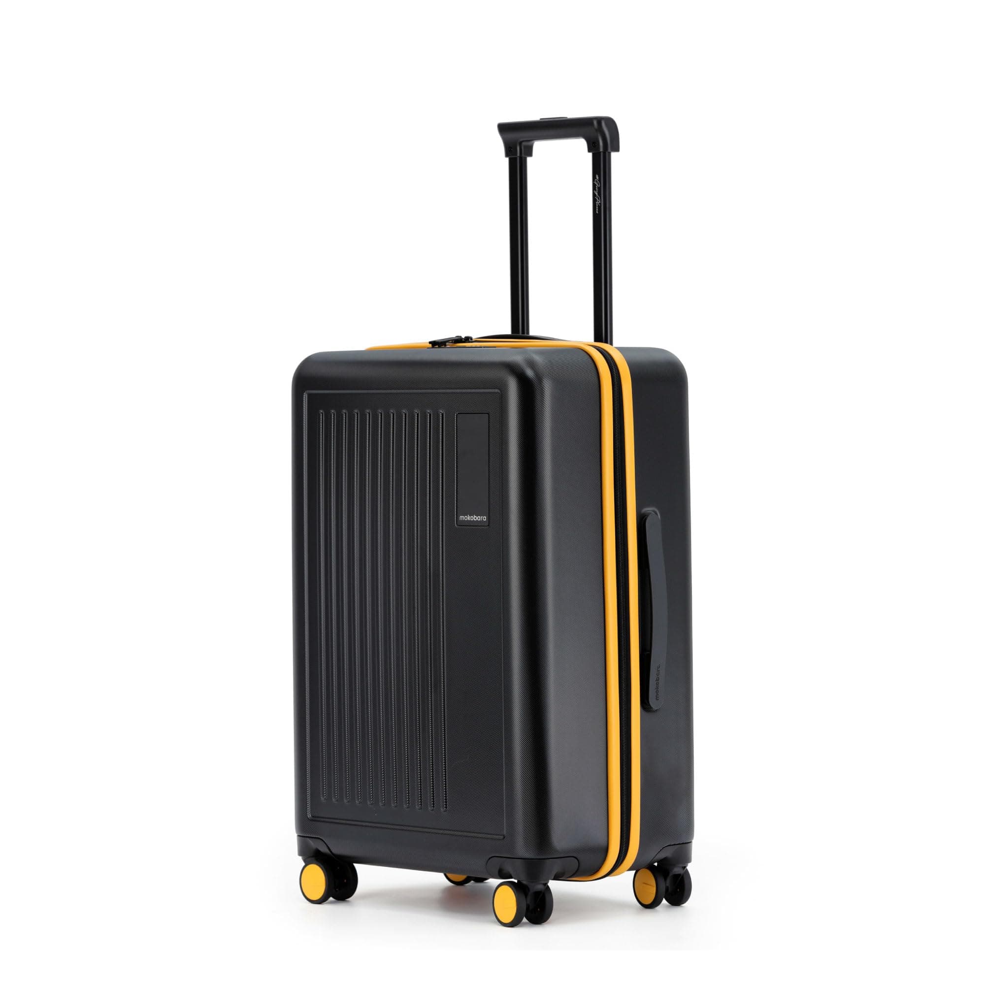 The Transit Check-in Luggage | 65L Capacity | Polycarbonate Hard Shell Suitcase with TSA Lock, Silent Ninja Wheels & Telescopic Handle – Money Moves Sunray (Black & Yellow)