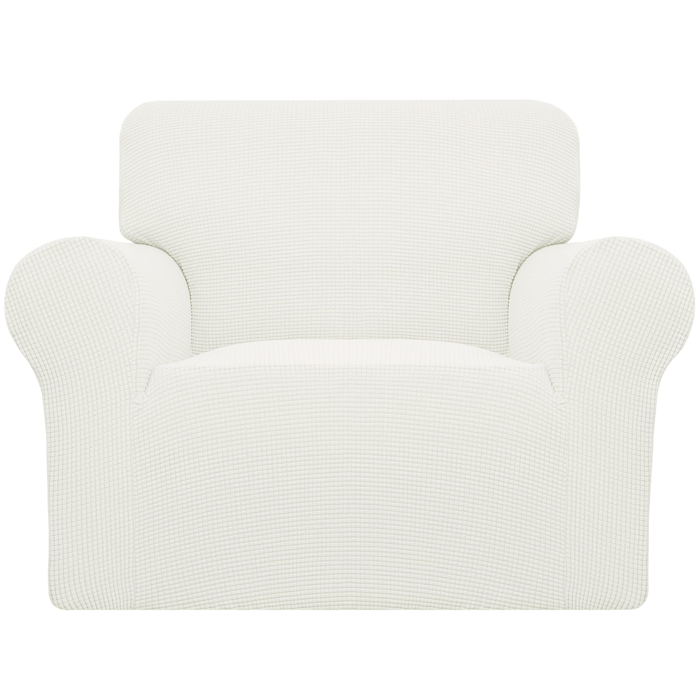 Easy-Going Stretch Oversized Chair Sofa Slipcover 1-Piece Couch Sofa Cover Furniture Protector Soft with Elastic Bottom for Kids Spandex Jacquard Fabric Small Checks Cream