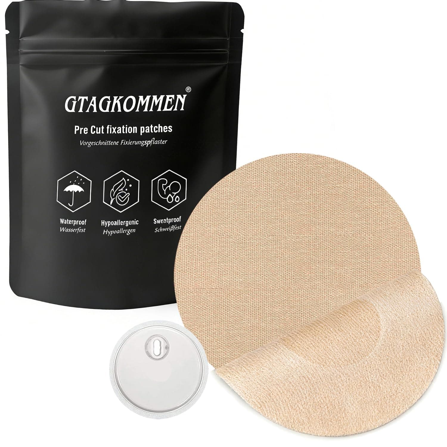 20Pack Freestyle Bandage for Libre 3 Sensor Covers Waterproof 14 Days Overpatch Tape CGM Adhesive Patches Without Hole, No Glue or Holes in The Center,Beige