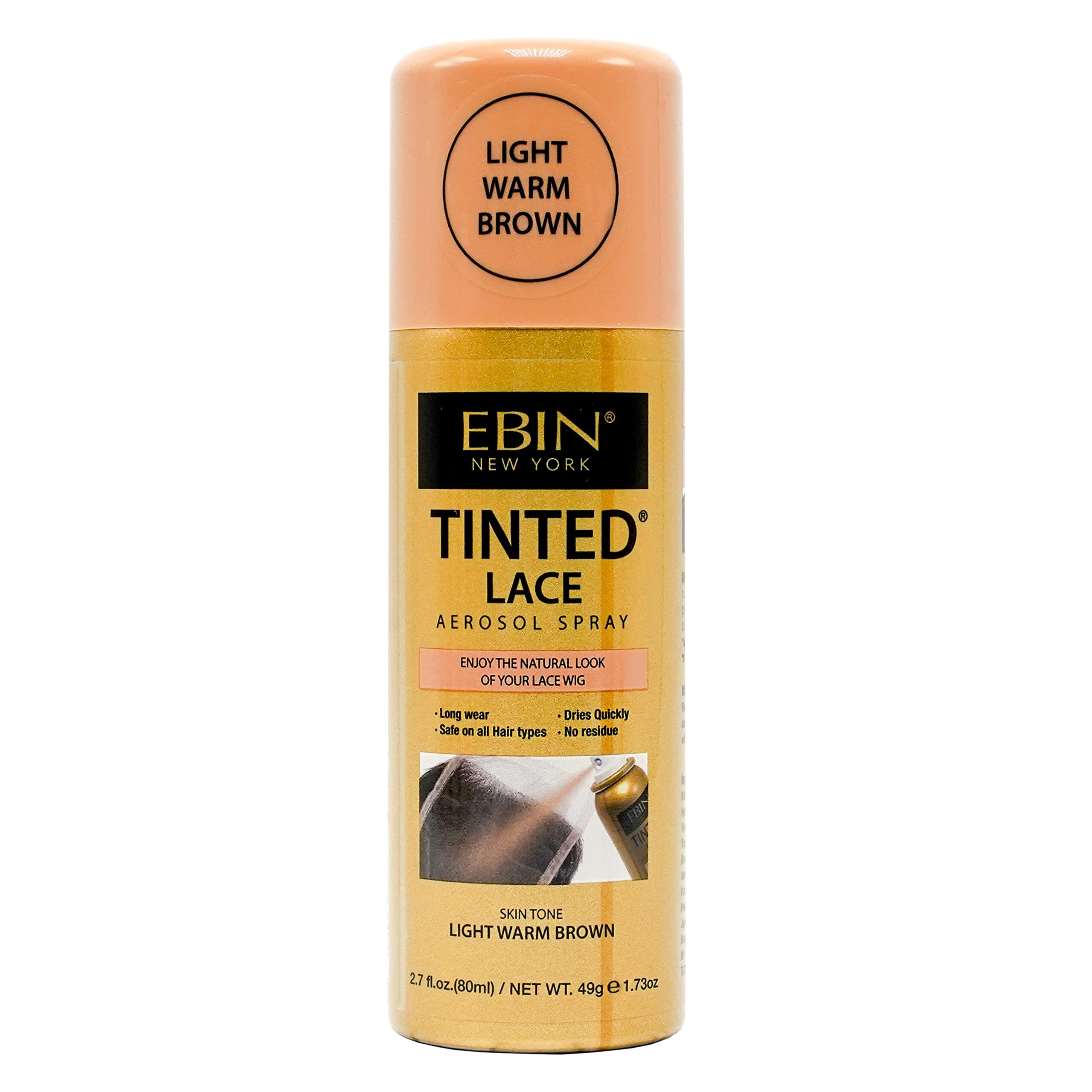 EBIN NEW YORK Tinted Lace Spray Light Warm Brown | Water Resistant & High Pigment Lace Tint for Wig | Even Spray, No Residue & Natural Finish | 2.7 Fl Oz
