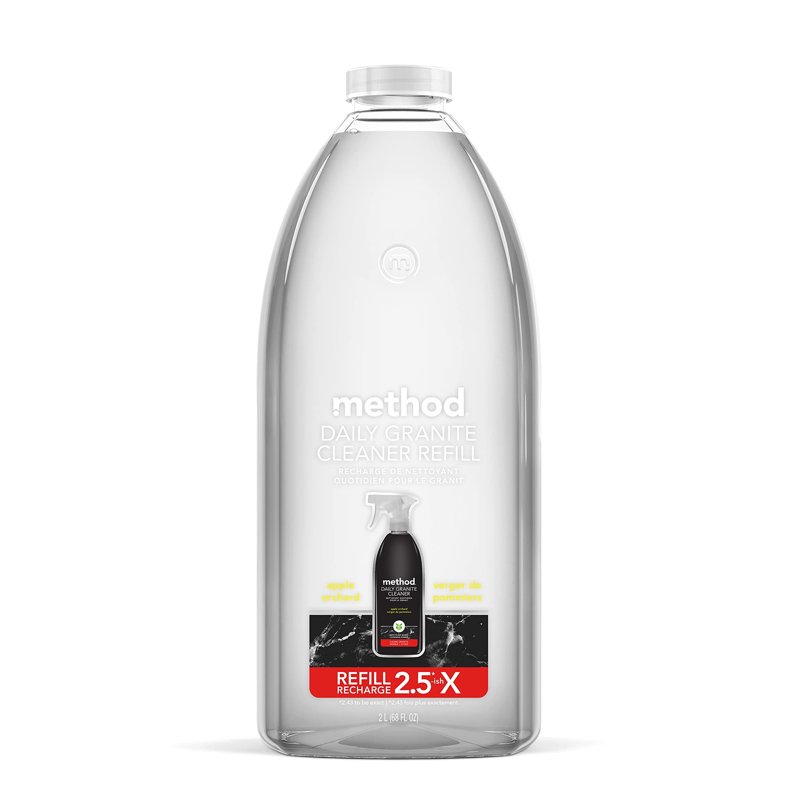 Method Daily Granite Cleaner Refill, Apple Orchard, Cleaning Agent for Granite, Marble, and Other Sealed Stone, 68 fl oz, (Pack of 1)