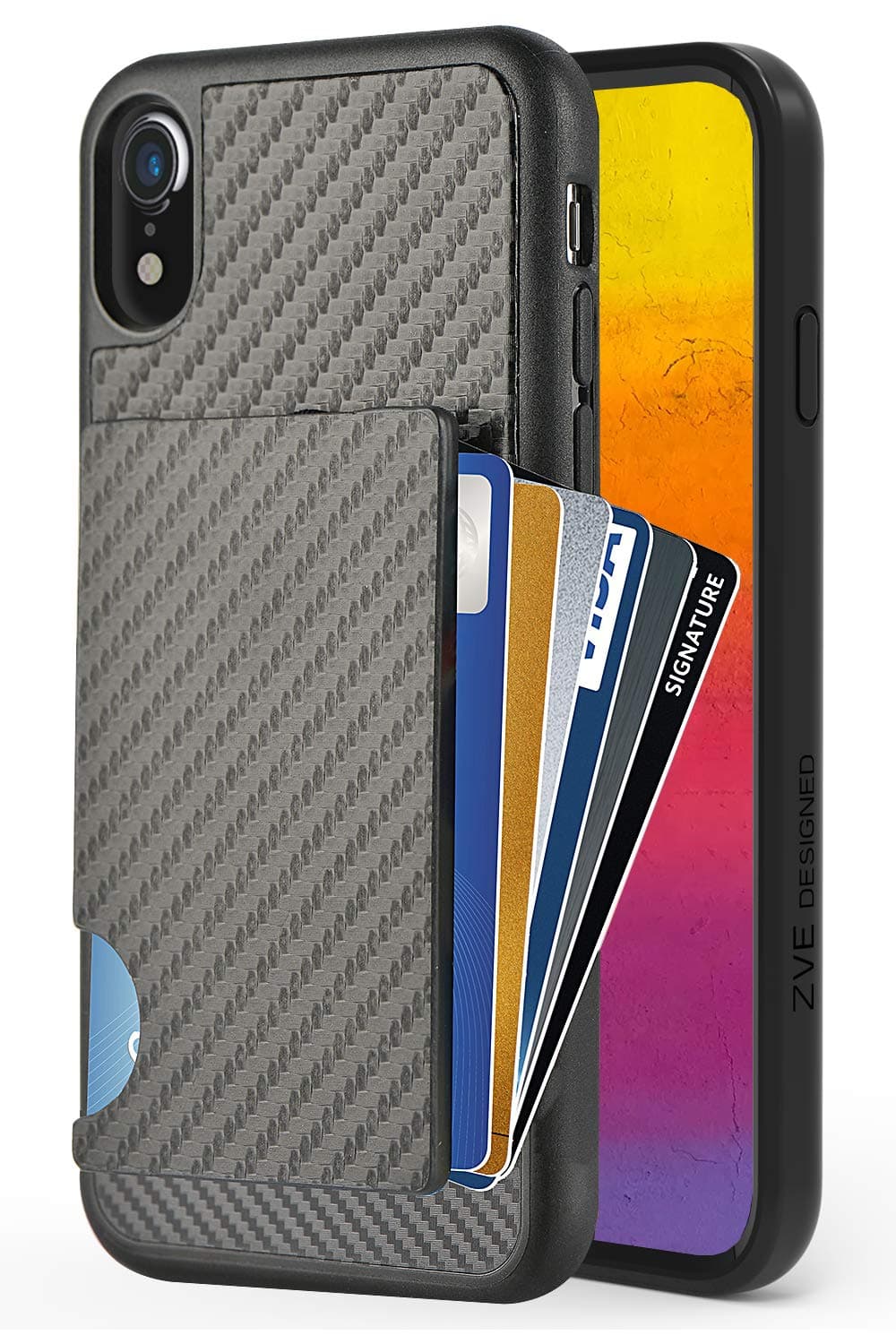 ZVEdengiPhone Wallet Case, iPhone Card Holder Case, iPhone Case with Credit Card Holder Shockproof Protective Wallet Case for Apple iPhone iPhone XR 6.1''
