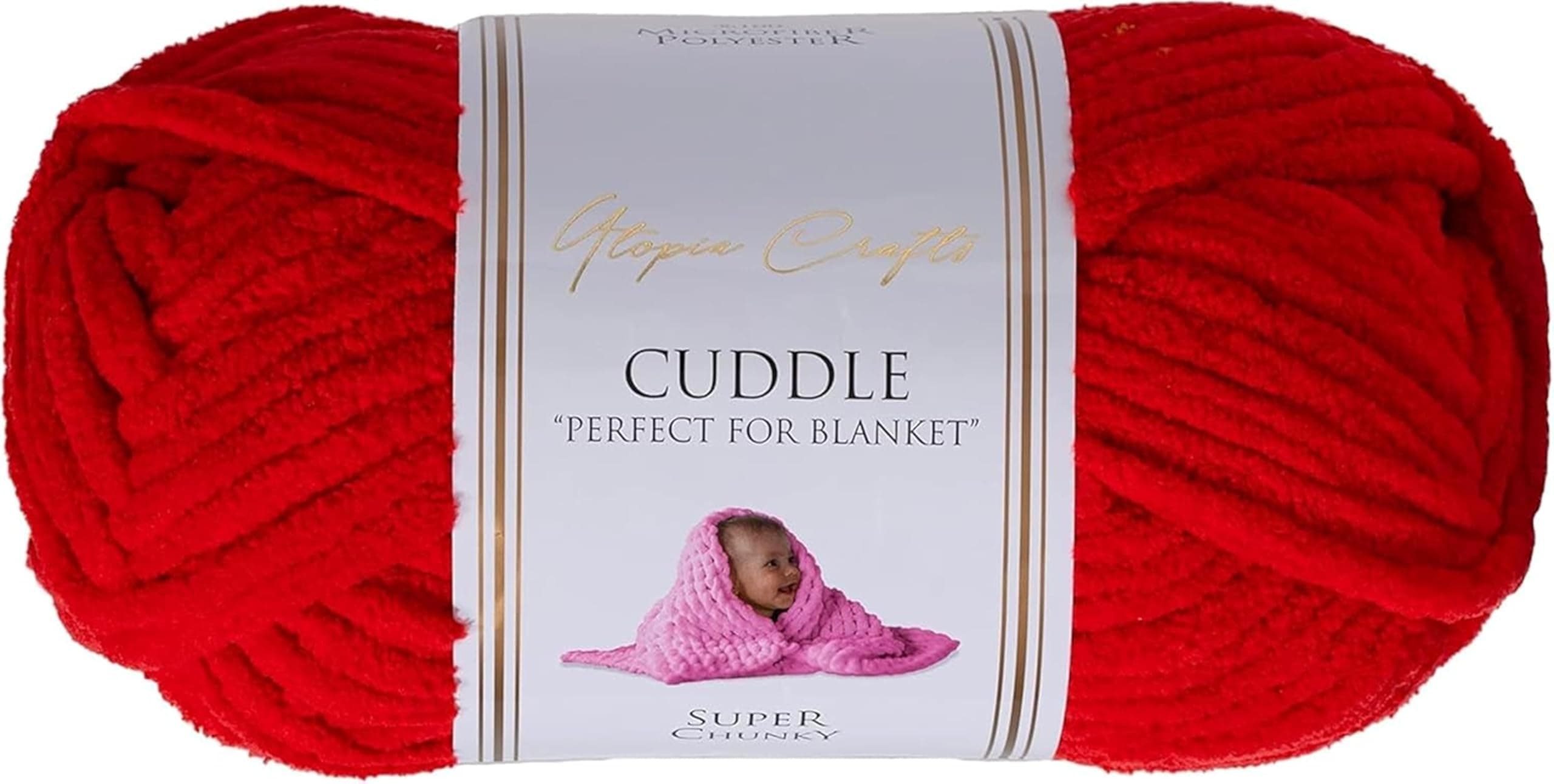 Utopia Crafts Cuddle Super Chunky Chenille Soft Yarn for Knitting and Crochet (Red, 100g)