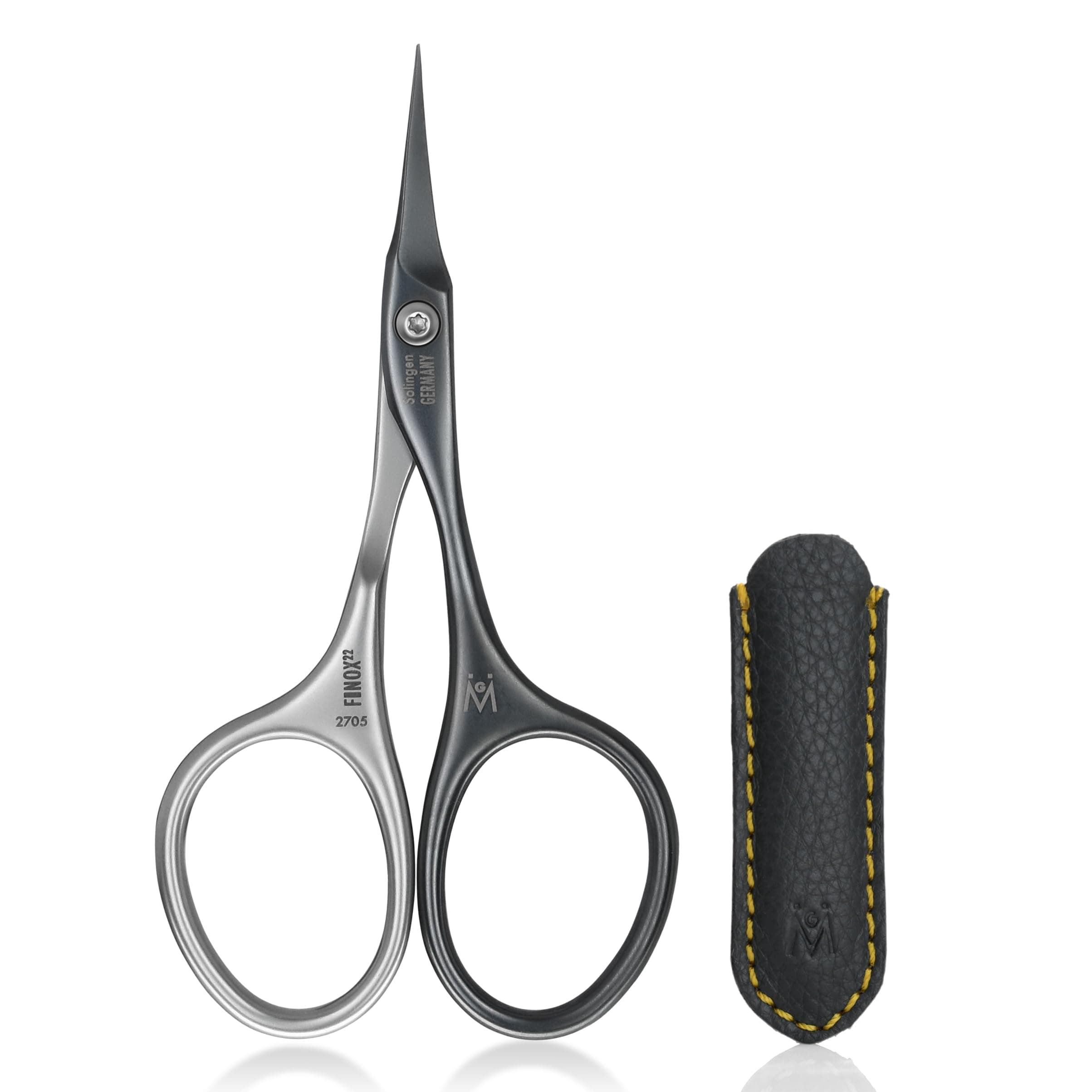 Tower Point Cuticle Scissors - Self-Sharpening FINOX22 Titanium Coated Stainless Steel Professional Grooming Scissors in Leather Case - Ethically Made in Solingen Germany - 2705