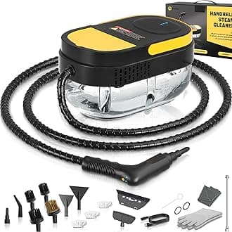 - Steam Cleaner, 3 Level Adjustable Handle, 15s Heat Up, 1.69 Quarts Tank, Portable Steamer for Cleaning with 15 pcs Accessories, Steam Cleaner for Home for Dirt, Grease, Grout, Tile,Floor, Car