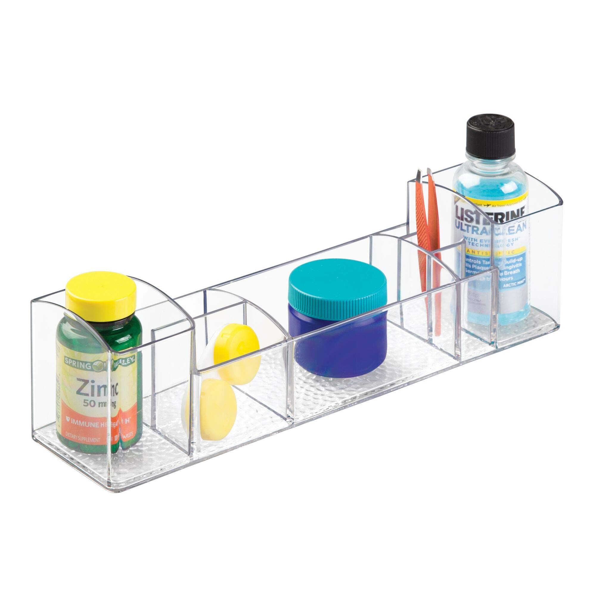 43030 Med+ 12" Plastic Divided Vanity Medication and Bathroom Accessory, 12" x 3" x 3.5", Multi-Level Organizer