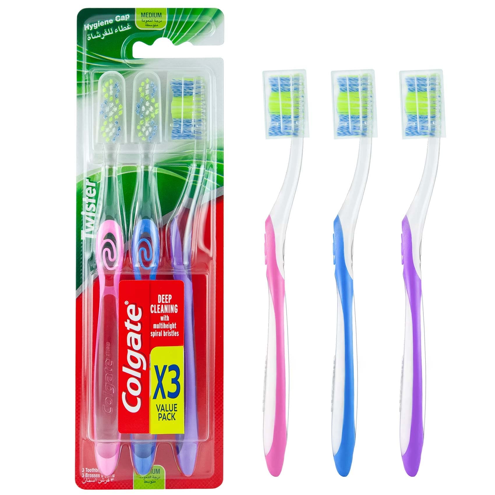 Colgate Twister Toothbrush Medium Value Pack - 3pk