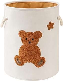 Kids Laundry Basket Nursery Hamper Baby Laundry Basket Stuffed Animal Toys Storage Baskets for Toddler Room Decor, Dirty Clothes Hampers with Drawstring Closure for Bedroom/Living Room/Nursery, Bear