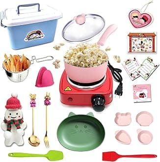 Kids Junior Tiny Real Easy Cooking Kitchen Set and Baking Kit - Mini Stove Burner, Chef - Easy Cook Real Food Utensils Gift for Boys and Girls Ages 6-12