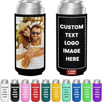 10 Pack Custom Can Cooler Bulk 16 Oz Collapsible Neoprene Insulated Beer Bottle Sleeves Drink Holder, Personalized Birthday Decorations Bachelorette Party Favors & Wedding Gifts