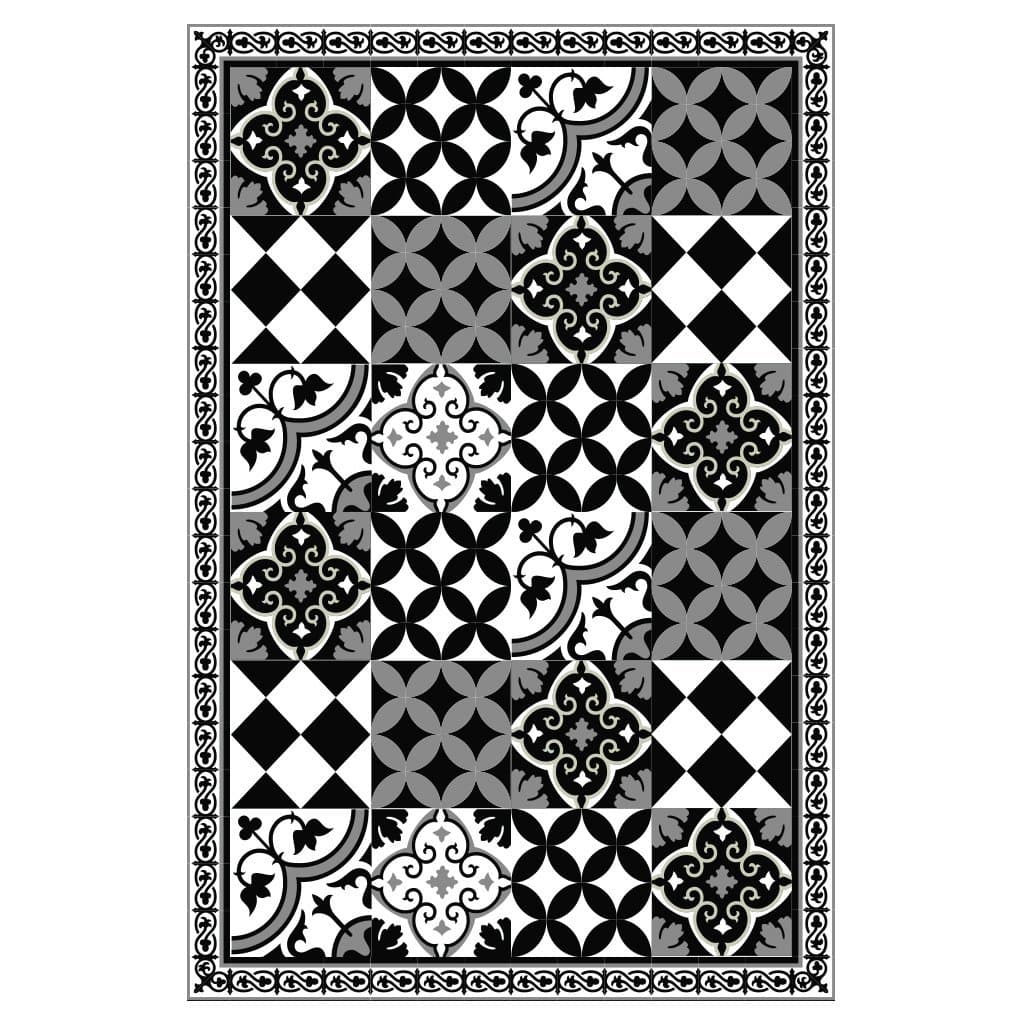 160*60 cm Kitchen vinyl mat Carpet Tiles Pattern Decorative linoleum rug ,black & white 313-2